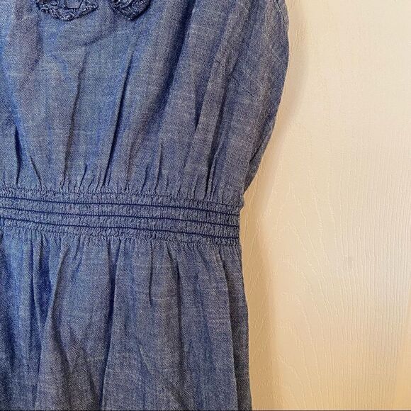 Merona Womens A Line Dress Blue Chambray Keyhole Back Scoop Neck Sleeveless - Picture 4 of 6